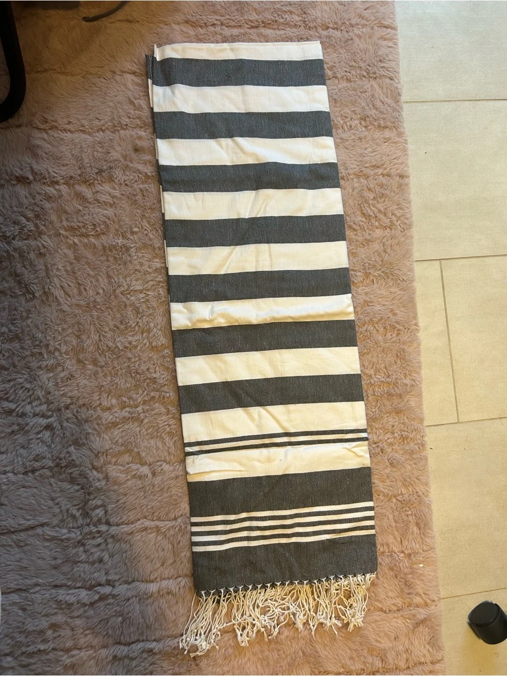 Classic Black and White Striped Beach Towel